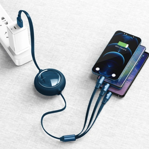 Kup Baseus 1.2m USB 3-in-1-Kabel Bright Mirror, micro USB / Lightning / USB-C, flach, 3,5A, (blau) - BSU2725BLU - {ean13} - Sklep Home Screen