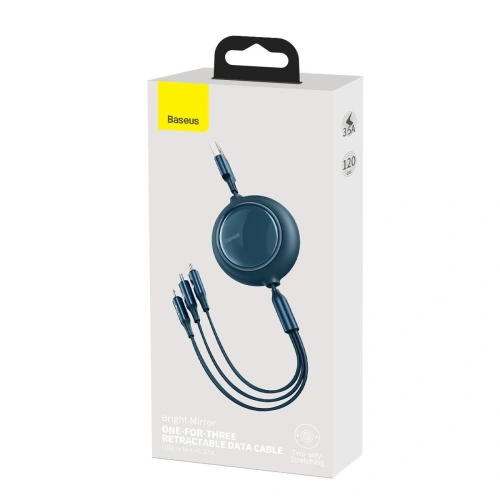Kup Baseus 1.2m USB 3-in-1-Kabel Bright Mirror, micro USB / Lightning / USB-C, flach, 3,5A, (blau) - BSU2725BLU - {ean13} - Sklep Home Screen