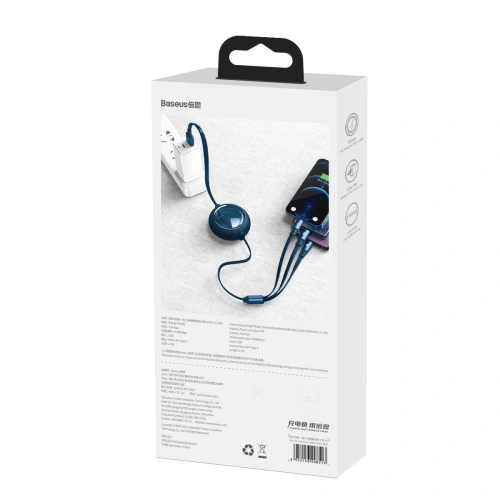 Kup Baseus 1.2m USB 3-in-1-Kabel Bright Mirror, micro USB / Lightning / USB-C, flach, 3,5A, (blau) - BSU2725BLU - {ean13} - Sklep Home Screen