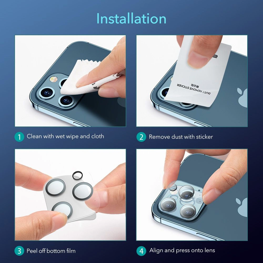 Szkło hartowane na aparat ESR Camera Lens Apple iPhone 12 Pro Clear [2 PACK]