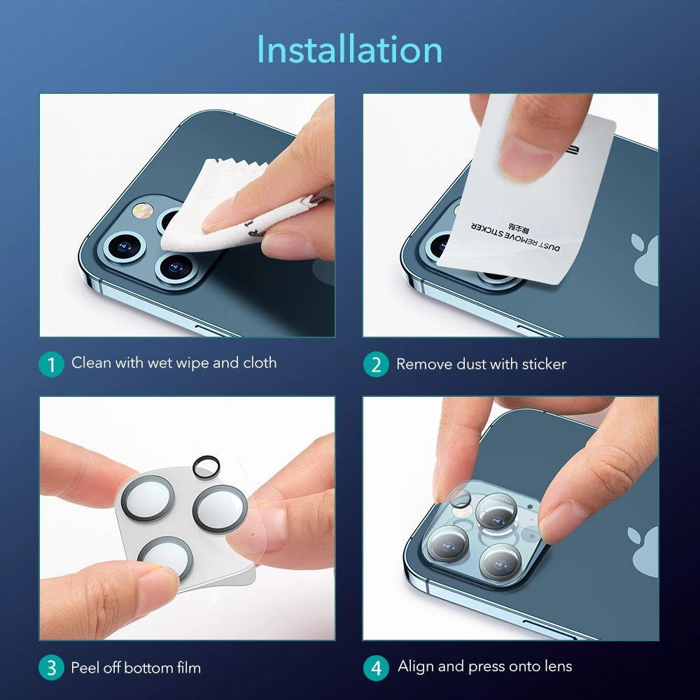 Szkło hartowane na aparat ESR Camera Lens Apple iPhone 12 Pro Max Clear [2 PACK]