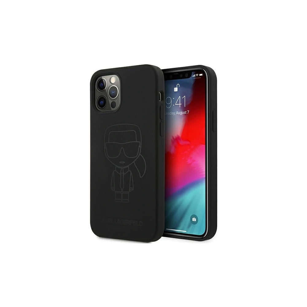Etui Karl Lagerfeld KLHCP12LSILTTBK Apple iPhone 12 Pro Max czarny/black Silicone Ikonik Outline