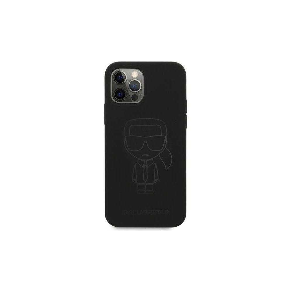 Etui Karl Lagerfeld KLHCP12LSILTTBK Apple iPhone 12 Pro Max czarny/black Silicone Ikonik Outline