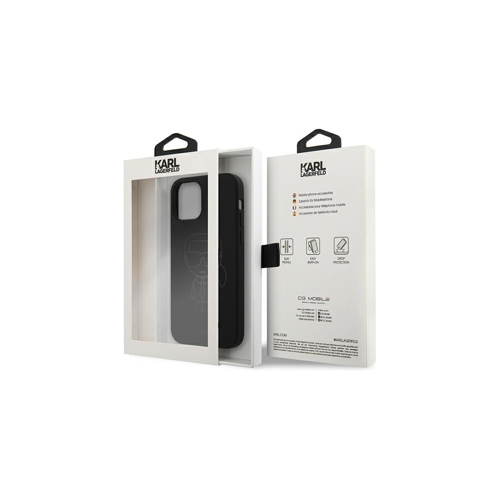 Etui Karl Lagerfeld KLHCP12LSILTTBK Apple iPhone 12 Pro Max czarny/black Silicone Ikonik Outline