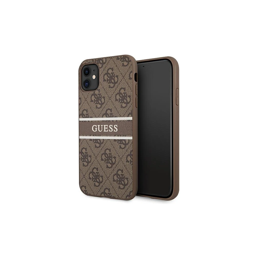 Etui Guess GUHCN614GDBR Apple iPhone 11 brązowy/brown hardcase 4G Stripe