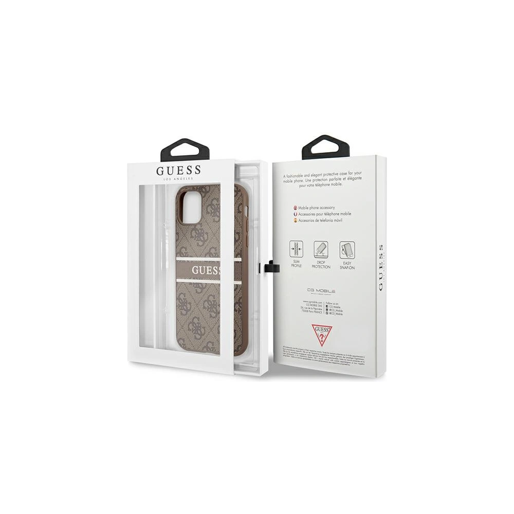 Etui Guess GUHCN614GDBR Apple iPhone 11 brązowy/brown hardcase 4G Stripe