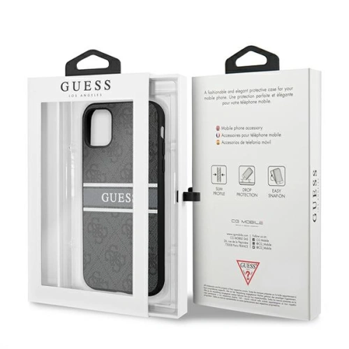 Kup Guess Apple Tasche GUHCN614GDGR iPhone 11 grau/grau Hartschale 4G Stripe - GUE999GRY - {ean13} - Sklep Home Screen