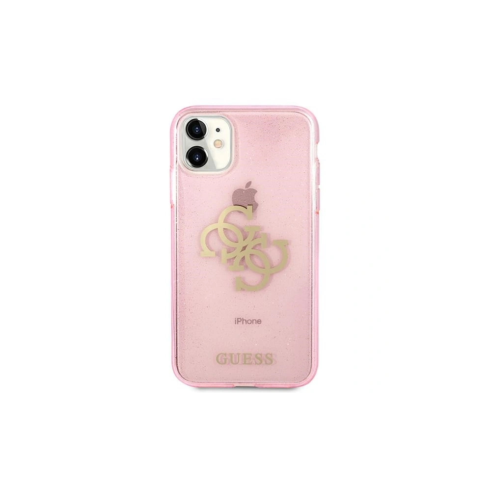 Etui Guess GUHCN61PCUGL4GPI Apple iPhone 11 różowy/pink hard case Glitter 4G Big Logo
