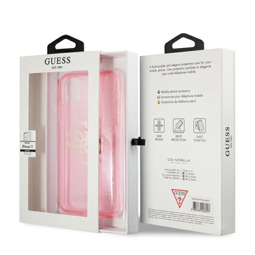 Kup Guess Apple Tasche GUHCN61PCUGL4GPI iPhone 11 rosa/rosa Hartschalenetui Glitter 4G Big Logo - GUE1008PNK - {ean13} - Sklep Home Screen