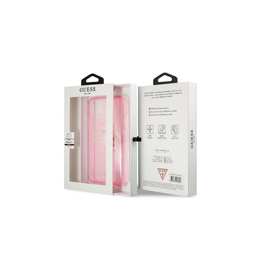 Etui Guess GUHCN61PCUGL4GPI Apple iPhone 11 różowy/pink hard case Glitter 4G Big Logo