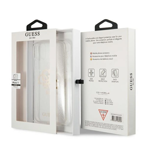 Kup Guess Apple Case GUHCN61PCUGL4GTR iPhone 11 transparentes Hartschalenetui Glitter 4G Big Logo - GUE1009CL - {ean13} - Sklep Home Screen