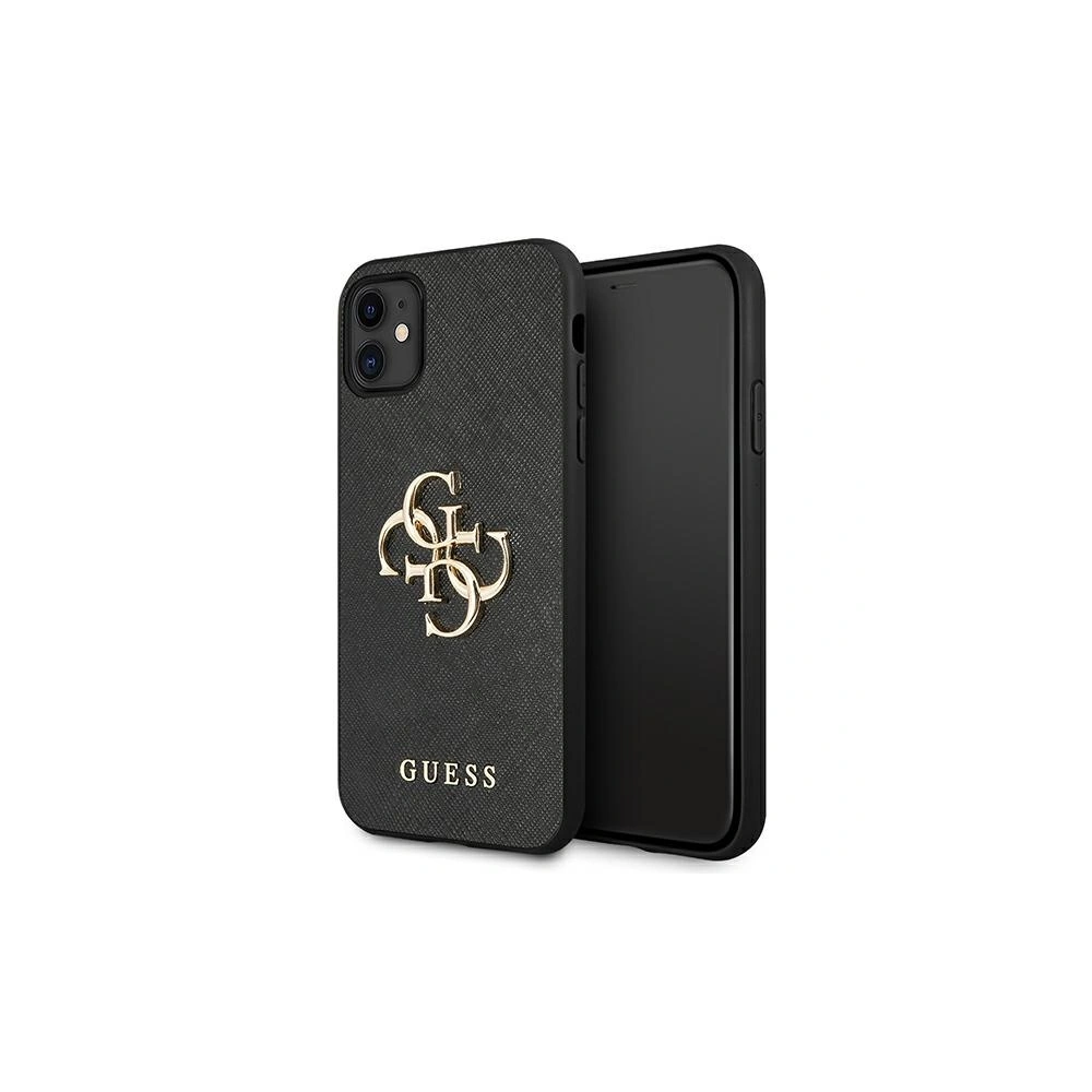 Etui Guess GUHCN61SA4GGBK Apple iPhone 11 czarny/black hardcase Saffiano 4G Metal Logo