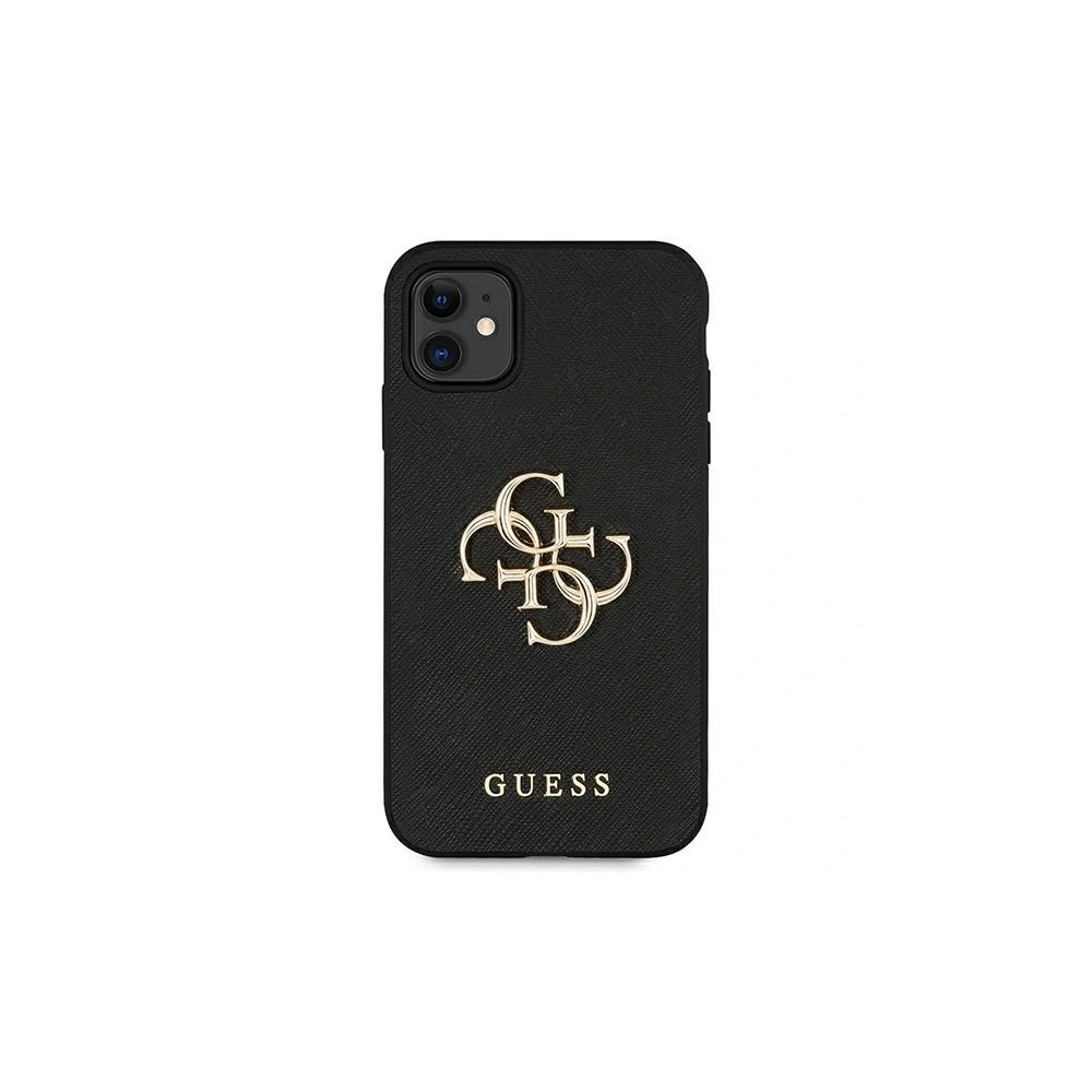 Etui Guess GUHCN61SA4GGBK Apple iPhone 11 czarny/black hardcase Saffiano 4G Metal Logo