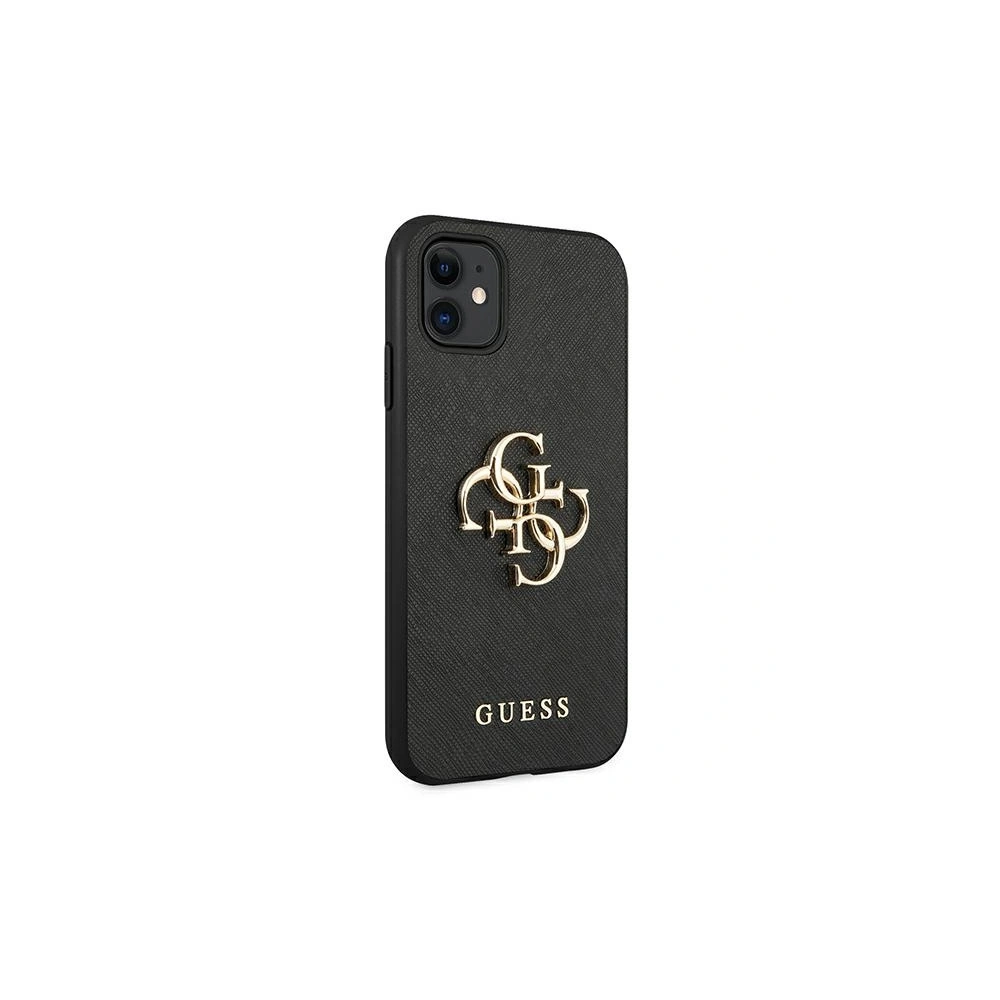 Etui Guess GUHCN61SA4GGBK Apple iPhone 11 czarny/black hardcase Saffiano 4G Metal Logo