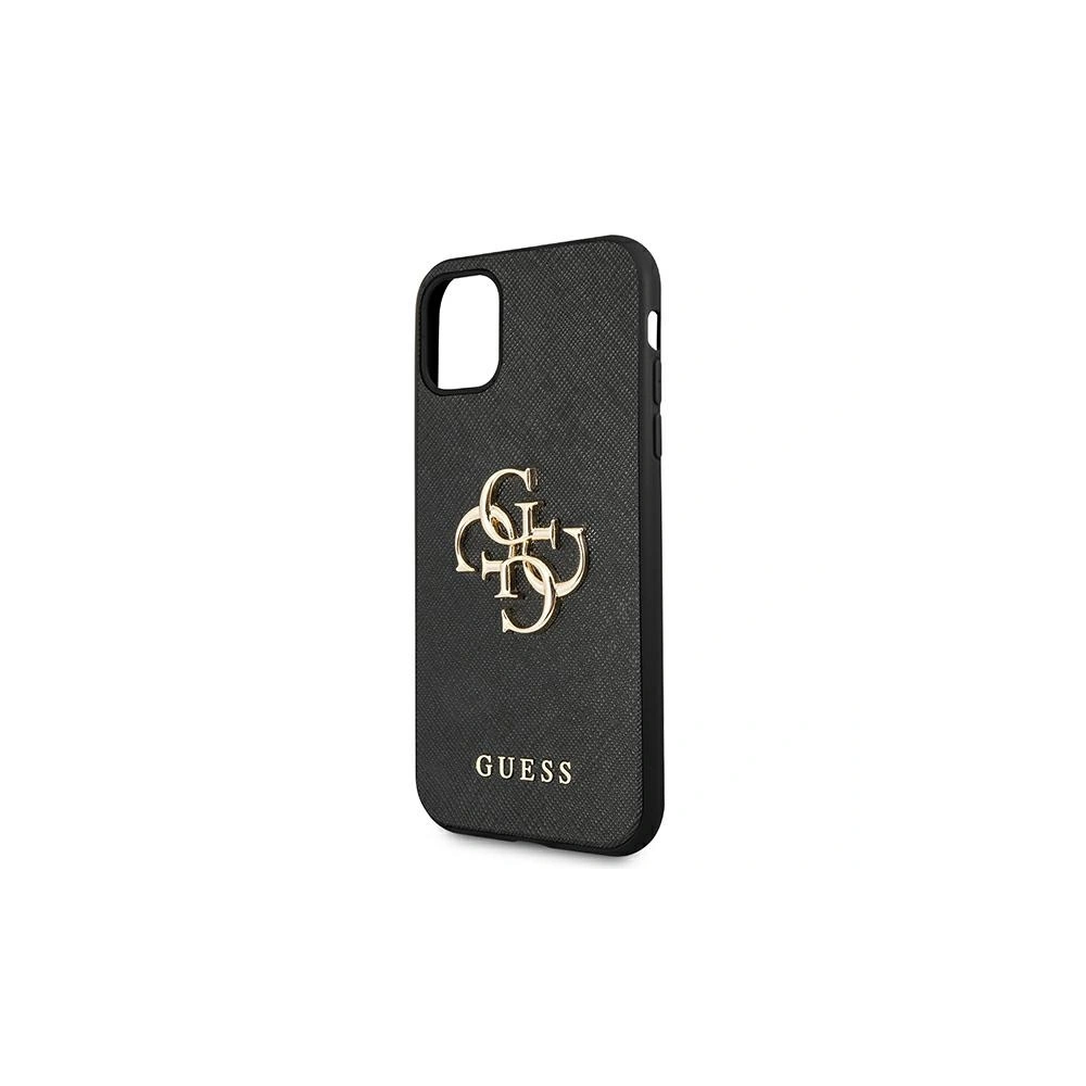 Etui Guess GUHCN61SA4GGBK Apple iPhone 11 czarny/black hardcase Saffiano 4G Metal Logo