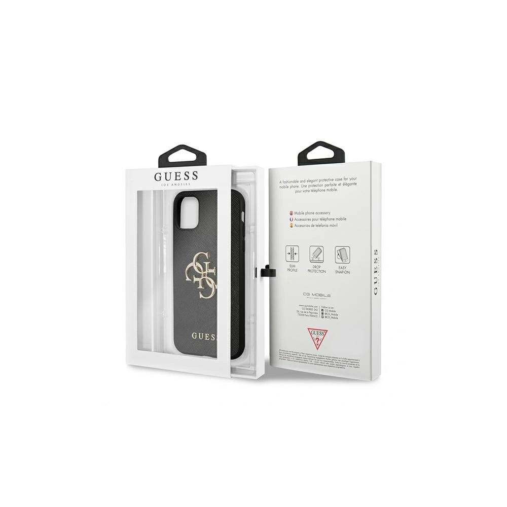 Etui Guess GUHCN61SA4GGBK Apple iPhone 11 czarny/black hardcase Saffiano 4G Metal Logo