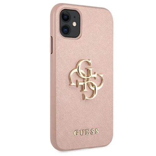 Kup Etui Guess GUHCN61SA4GGPI Apple iPhone 11 różowy/pink hardcase Saffiano 4G Metal Logo - GUE1011PNK - {ean13} - Sklep Home Screen