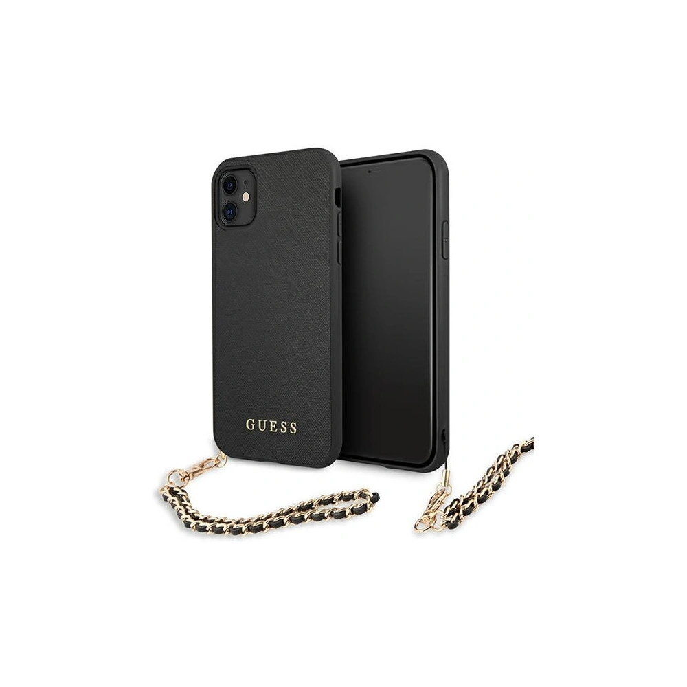 Etui Guess GUHCN61SASGBK Apple iPhone 11 czarny/black hardcase Saffiano Chain