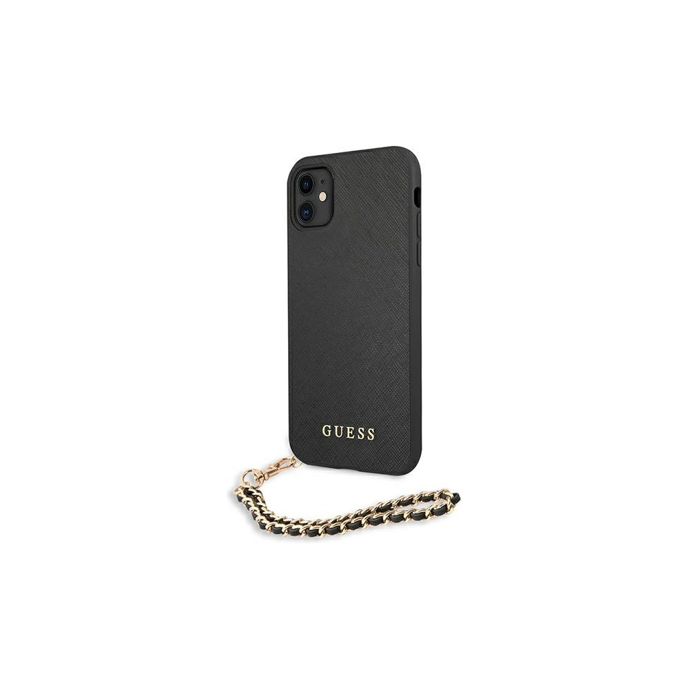 Etui Guess GUHCN61SASGBK Apple iPhone 11 czarny/black hardcase Saffiano Chain