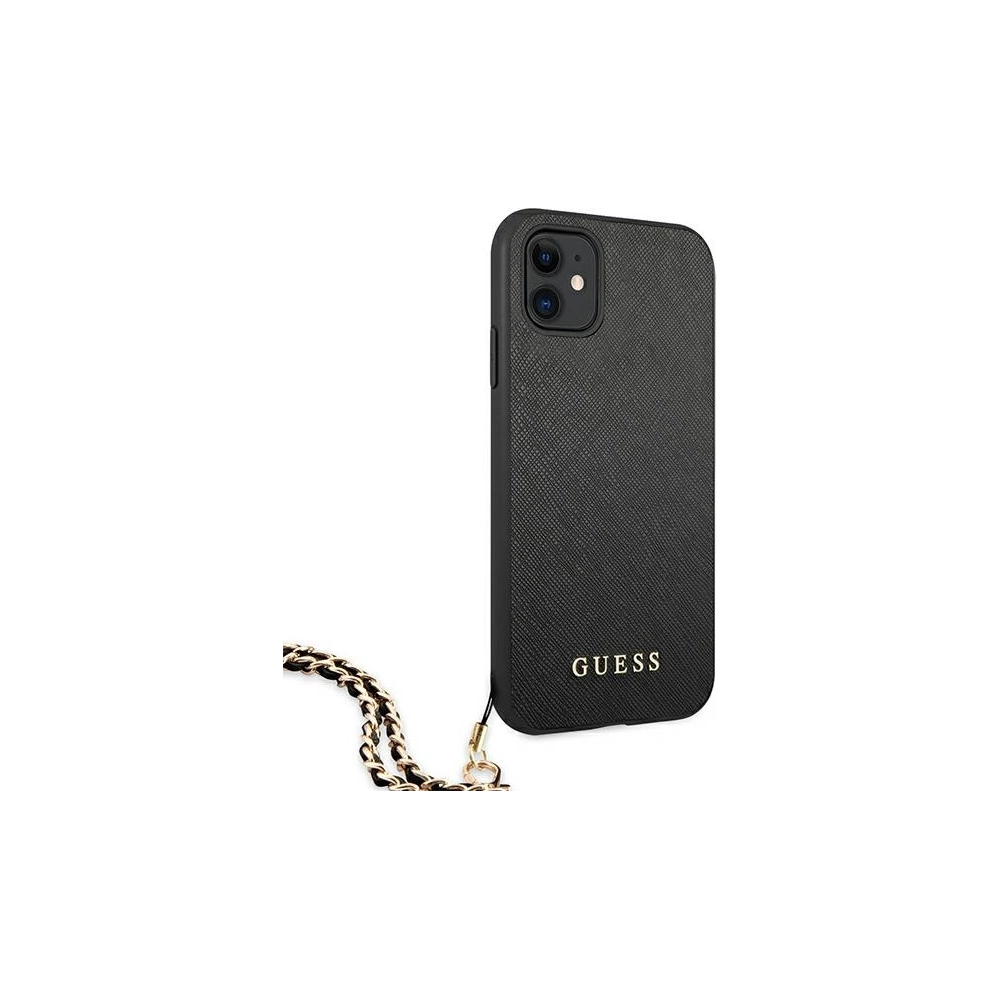 Etui Guess GUHCN61SASGBK Apple iPhone 11 czarny/black hardcase Saffiano Chain