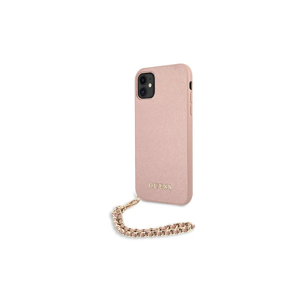 Etui Guess GUHCN61SASGPI Apple iPhone 11 różowy/pink hardcase Saffiano Chain