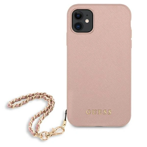 Kup Etui Guess GUHCN61SASGPI Apple iPhone 11 różowy/pink hardcase Saffiano Chain - GUE1013PNK - {ean13} - Sklep Home Screen