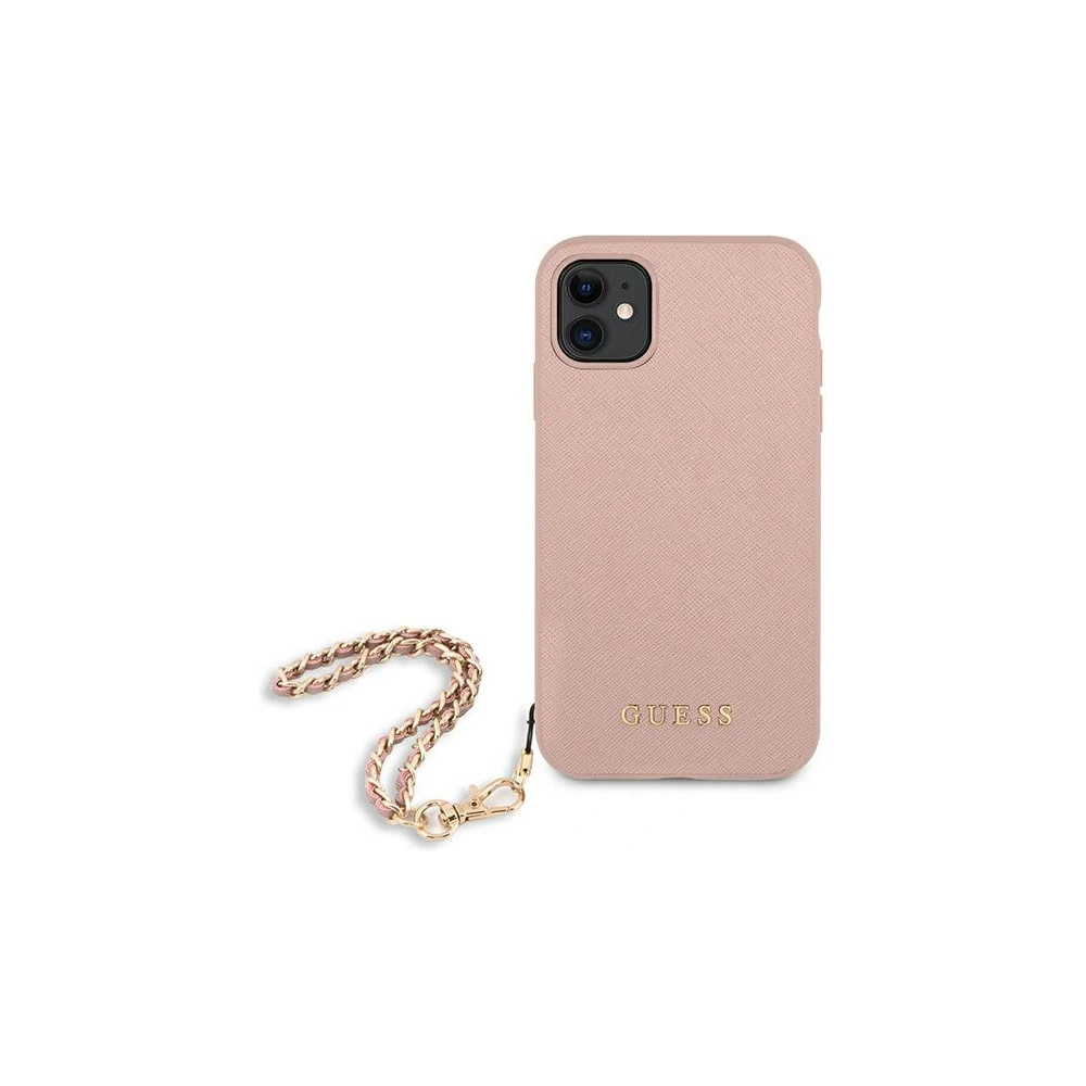 Etui Guess GUHCN61SASGPI Apple iPhone 11 różowy/pink hardcase Saffiano Chain