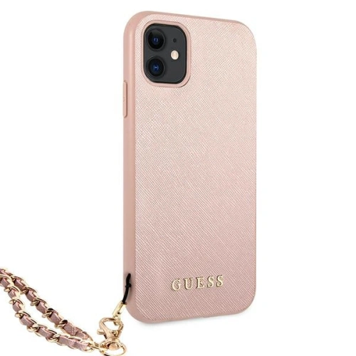 Kup Etui Guess GUHCN61SASGPI Apple iPhone 11 różowy/pink hardcase Saffiano Chain - GUE1013PNK - {ean13} - Sklep Home Screen