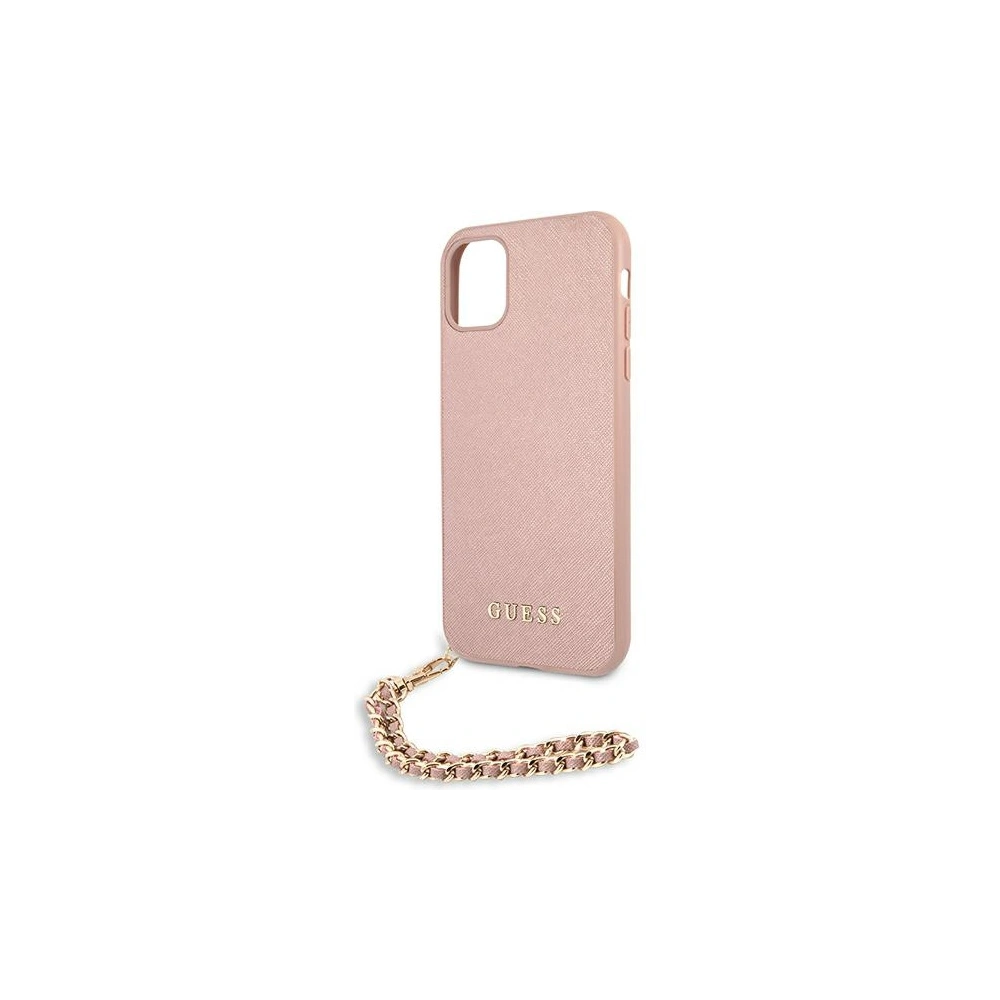 Etui Guess GUHCN61SASGPI Apple iPhone 11 różowy/pink hardcase Saffiano Chain