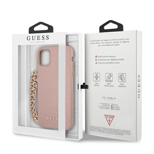 Kup Etui Guess GUHCN61SASGPI Apple iPhone 11 różowy/pink hardcase Saffiano Chain - GUE1013PNK - {ean13} - Sklep Home Screen