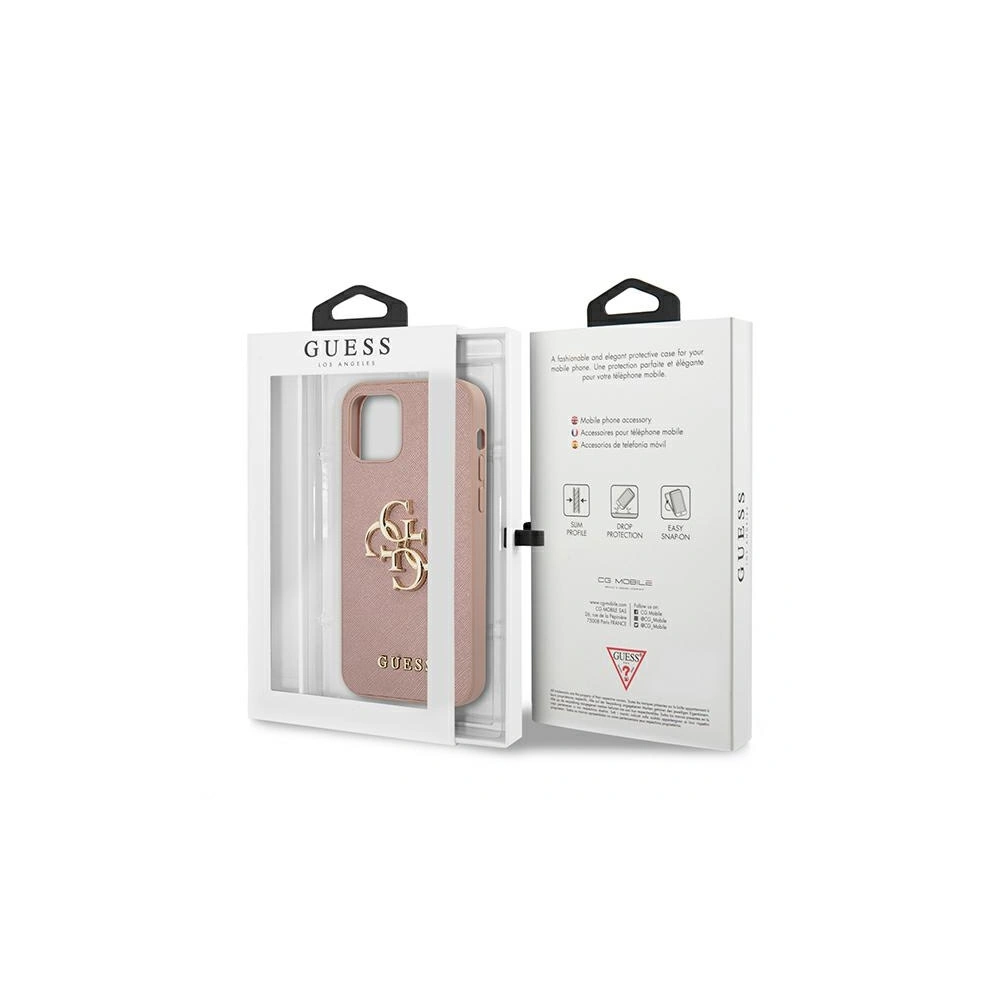 Etui Guess GUHCP12LSA4GGPI Apple iPhone 12 Pro Max różowy/pink hardcase Saffiano 4G Metal Logo