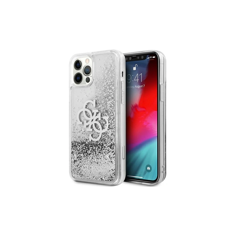 Etui Guess GUHCP12MLG4GSI Apple iPhone 12/12 Pro srebrny/silver hardcase 4G Big Liquid Glitter