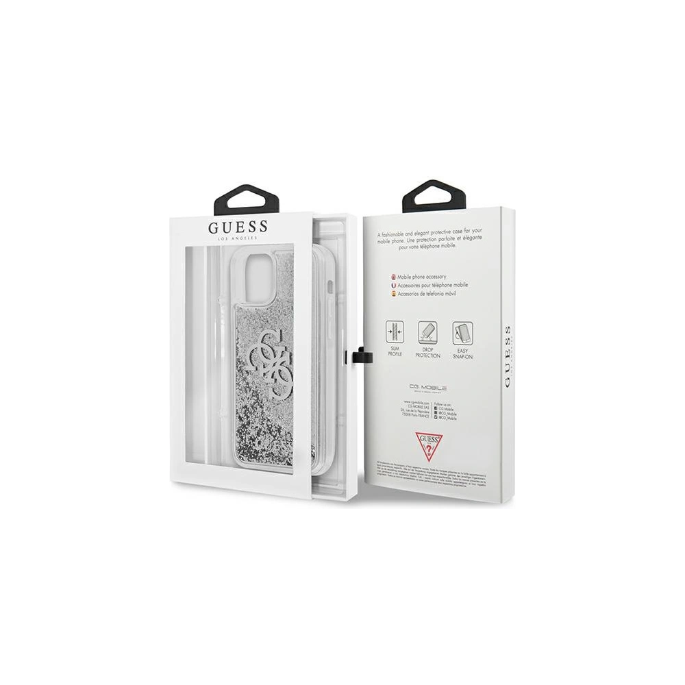 Etui Guess GUHCP12MLG4GSI Apple iPhone 12/12 Pro srebrny/silver hardcase 4G Big Liquid Glitter