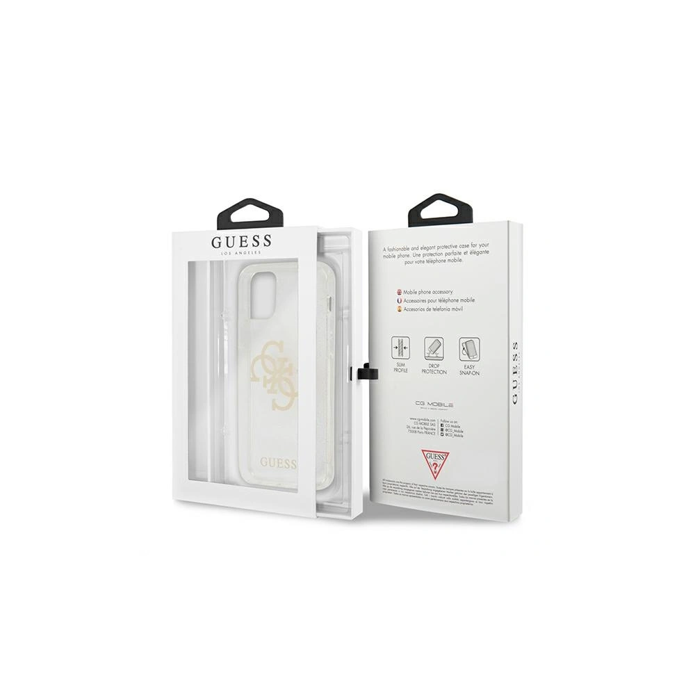 Etui Guess GUHCP12MPCUGL4GTR Apple iPhone 12/12 Pro transparent hard case Glitter 4G Big Logo