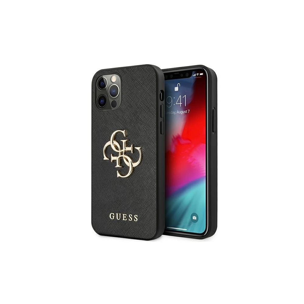 Etui Guess GUHCP12MSA4GGBK Apple iPhone 12/12 Pro czarny/black hardcase Saffiano 4G Metal Logo