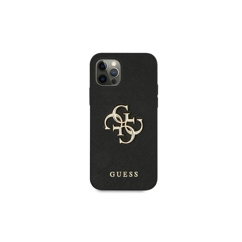 Etui Guess GUHCP12MSA4GGBK Apple iPhone 12/12 Pro czarny/black hardcase Saffiano 4G Metal Logo