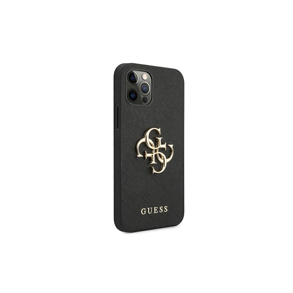 Etui Guess GUHCP12MSA4GGBK Apple iPhone 12/12 Pro czarny/black hardcase Saffiano 4G Metal Logo