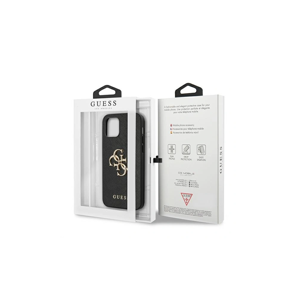 Etui Guess GUHCP12MSA4GGBK Apple iPhone 12/12 Pro czarny/black hardcase Saffiano 4G Metal Logo