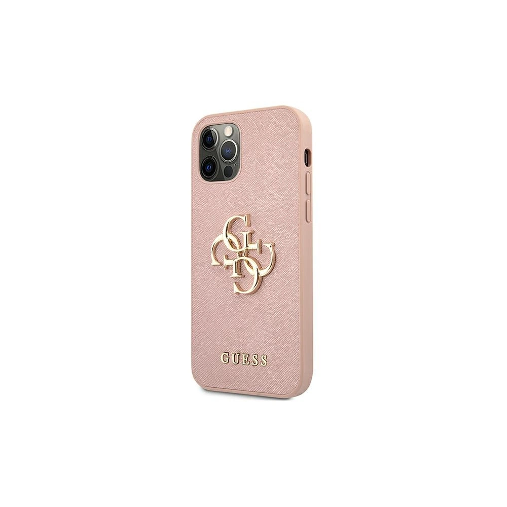 Etui Guess GUHCP12MSA4GGPI Apple iPhone 12/12 Pro różowy/pink hardcase Saffiano 4G Metal Logo