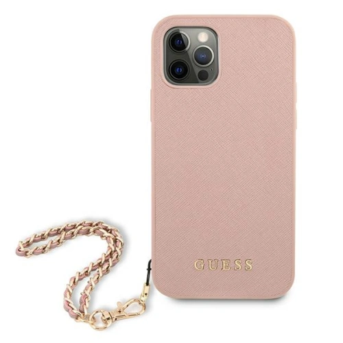 Kup Etui Guess GUHCP12MSASGPI Apple iPhone 12/12 Pro różowy/pink hardcase Saffiano Chain - GUE1045PNK - {ean13} - Sklep Home Screen