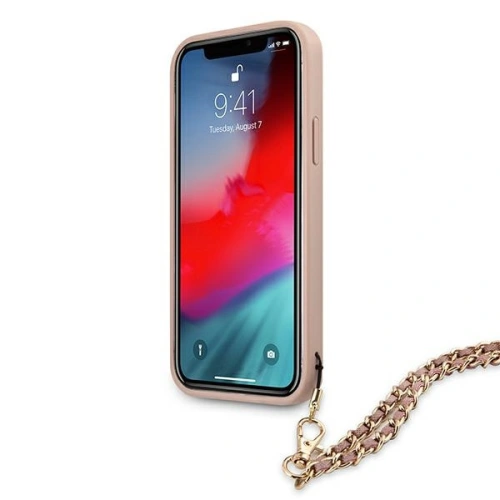 Buy Guess GUHCP12MSASGPI Apple iPhone 12/12 Pro pink hardcase Saffiano Chain - GUE1045PNK - {ean13} - Home Screen Store Europe