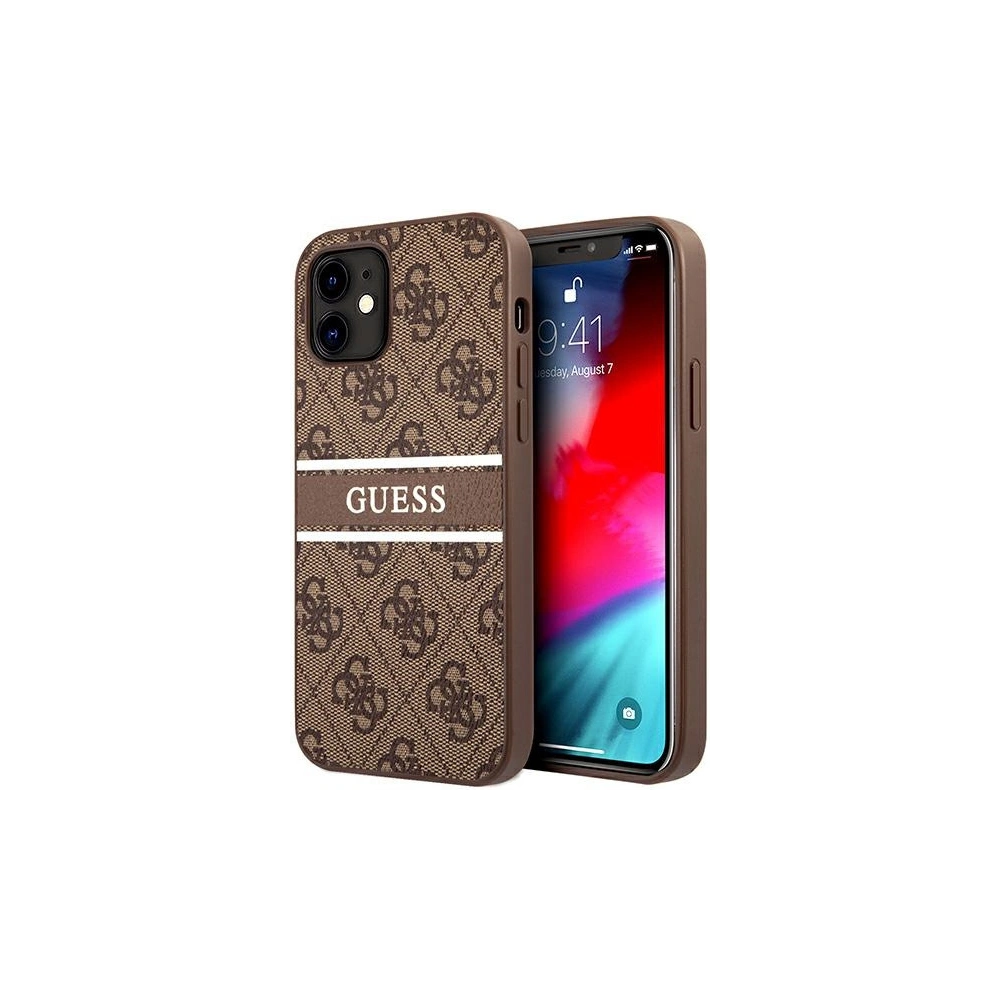 Etui Guess GUHCP12S4GDBR Apple iPhone 12 mini brązowy/brown hardcase 4G Stripe