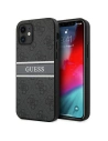 Guess Apple Tasche GUHCP12S4GDGR iPhone 12 mini grau/grau Hartschale 4G Stripe