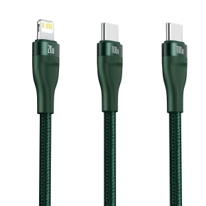 Buy Kabel USB-C Baseus Flash Series 2w1 USB-C / Lightning, 100W, 1.2m (green) - BSU2727GRN - {ean13} - Home Screen Store Europe