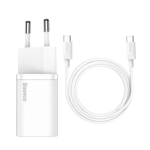 Buy Baseus Super Si Quick Charger 1C 25W with USB-C cable for USB-C 1m (white) - BSU2770WHT - {ean13} - Home Screen Store Europe