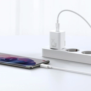 Ładowarka sieciowa Baseus Super Si Quick Charger 1C 25W z przewodem USB-C do USB-C 1m (biała)
