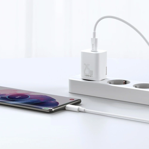 Kup Ładowarka sieciowa Baseus Super Si Quick Charger 1C 25W z przewodem USB-C do USB-C 1m (biała) - BSU2770WHT - {ean13} - Sklep Home Screen