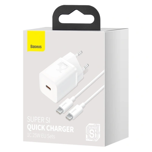 Kup Ładowarka sieciowa Baseus Super Si Quick Charger 1C 25W z przewodem USB-C do USB-C 1m (biała) - BSU2770WHT - {ean13} - Sklep Home Screen