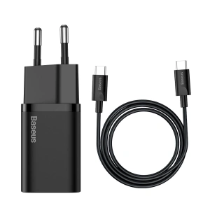 Buy Baseus Super Si Quick Charger 1C 25W with USB-C cable for USB-C 1m (black) - BSU2771BLK - {ean13} - Home Screen Store Europe