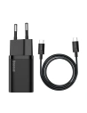 Ładowarka sieciowa Baseus Super Si Quick Charger 1C 25W z przewodem USB-C do USB-C 1m (czarna)